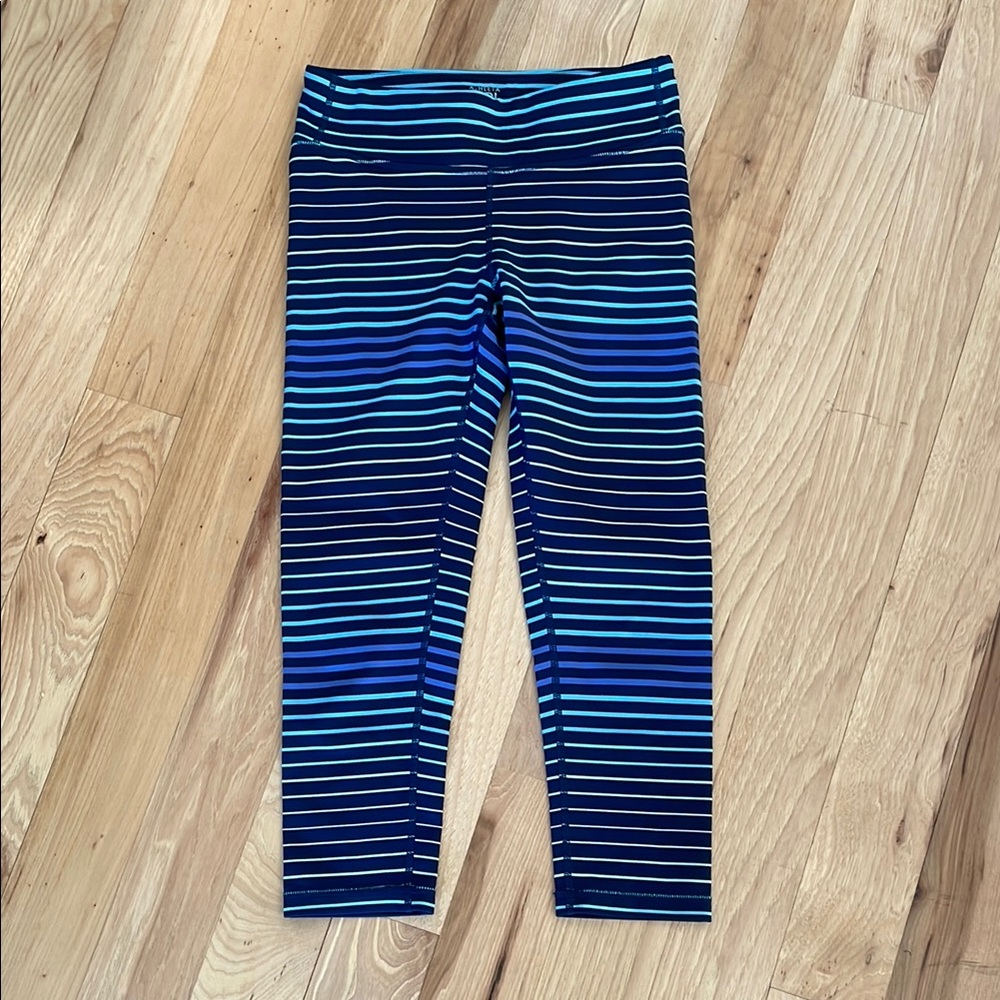 Athleta Girl Cropped Leggings - Blue and White Stripes
